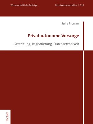 cover image of Privatautonome Vorsorge